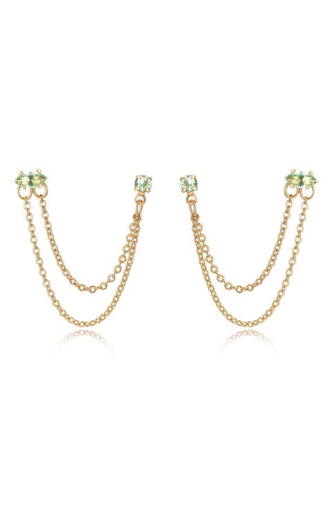 Double Piercing Chain Drop Earrings