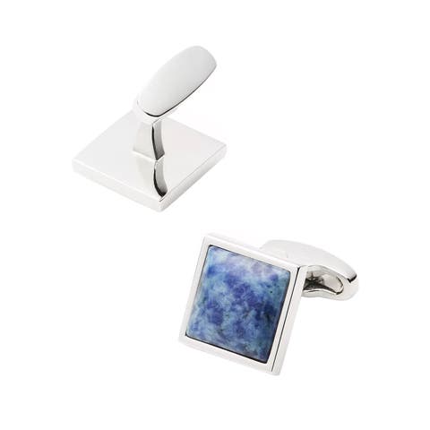 Silvertone Square Blue Stone Cufflinks