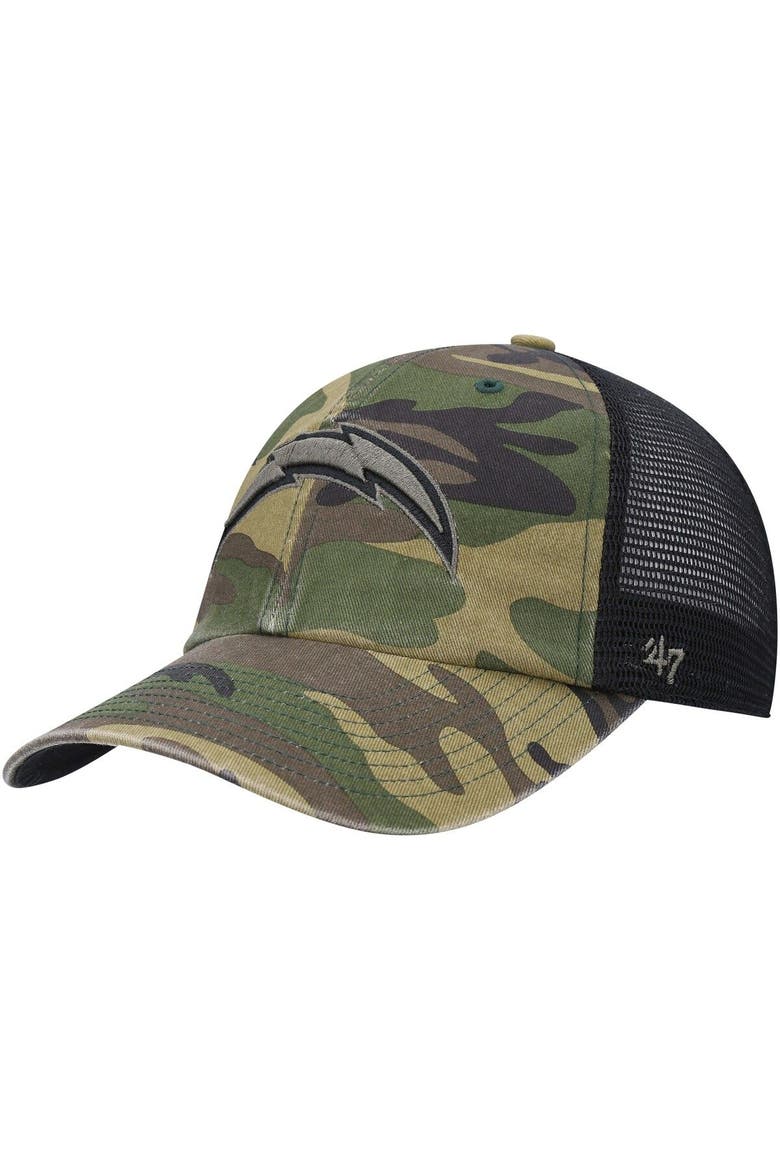 Men's '47 Camo Los Angeles Chargers Branson Clean Up Trucker Hat, Main, color, Camo