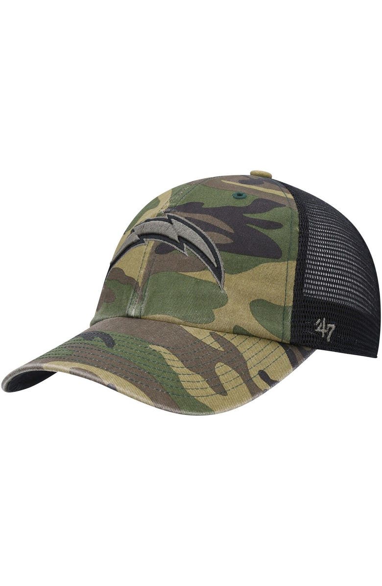 '47 Men's '47 Camo Los Angeles Chargers Branson Clean Up Trucker Hat, Main, color,