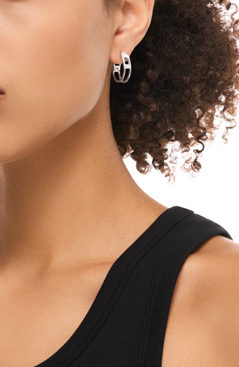 DIESEL<sup>®</sup> D Logo Single Hoop Earring, Alternate, color, Silver