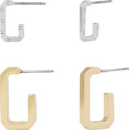 AllSaints Set of 2 Hex Huggie Hoop Earrings