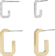 AllSaints Set of 2 Hex Huggie Hoop Earrings