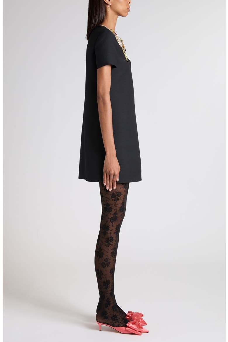 Butterfly Beaded Wool & Silk Minidress, Alternate, color, BLACK MULTI