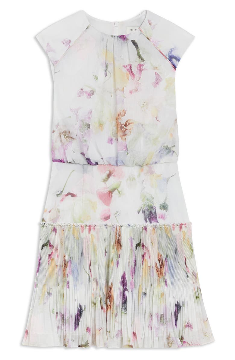 Ted Baker London Saintly Floral Sleeveless Plissé Minidress, Alternate, color,