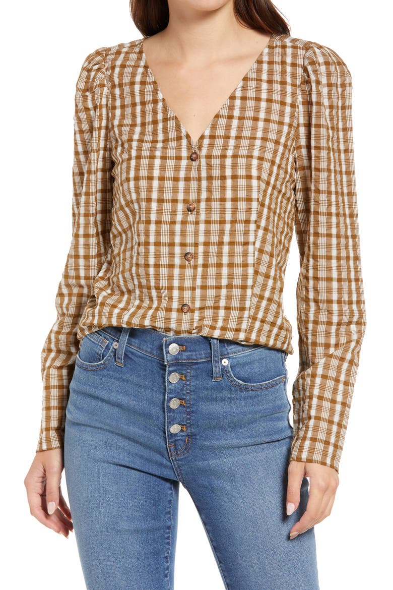 Westover Sandown Plaid Cotton Top, Main, color, WEATHERED OLIVE