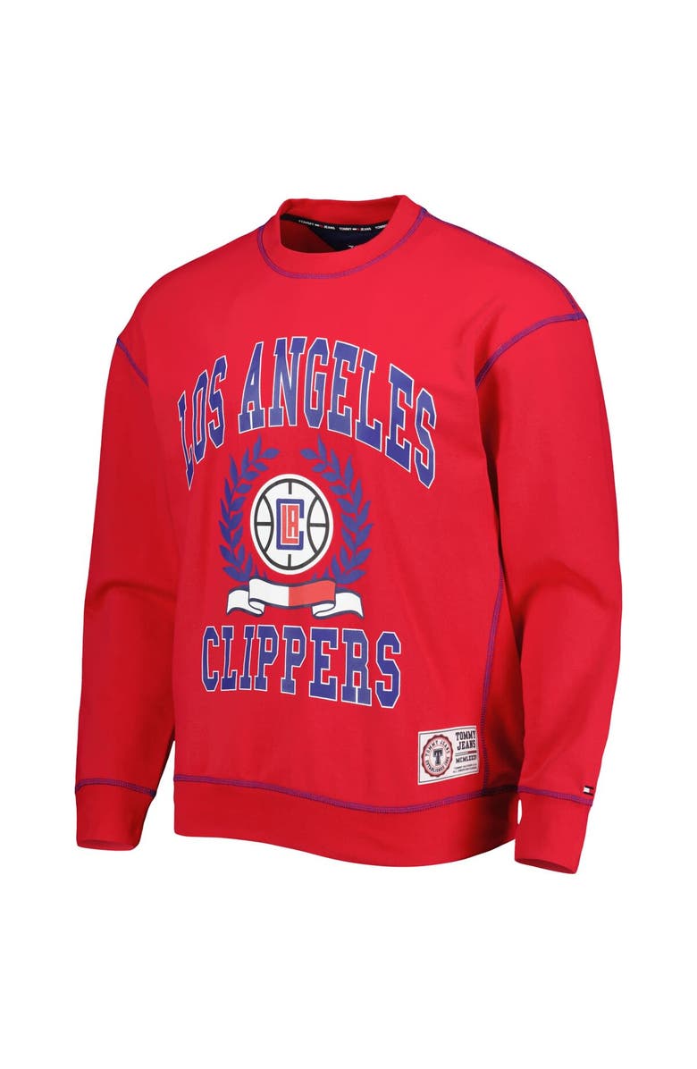 TOMMY JEANS Men's Tommy Jeans Red LA Clippers Peter French Terry Pullover Crew Sweatshirt, Alternate, color, Red