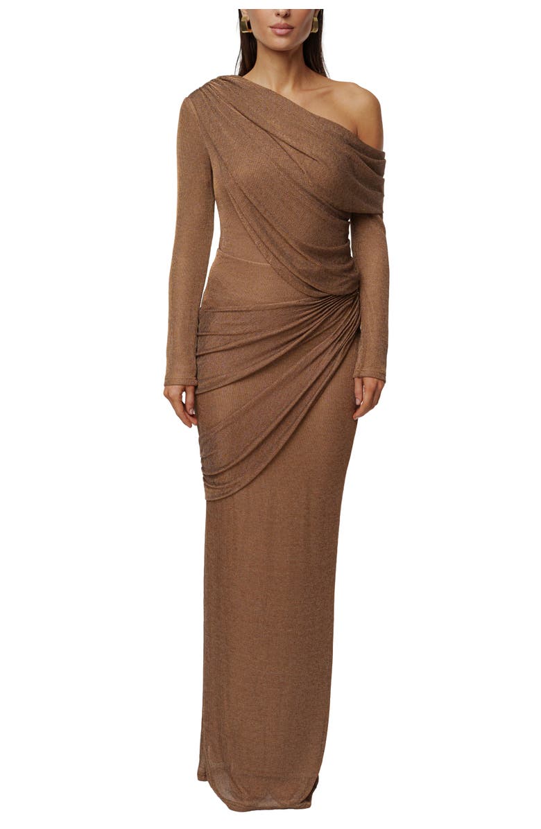 JLUXLABEL Opulent Metallic Maxi Skirt, Alternate, color, Bronze