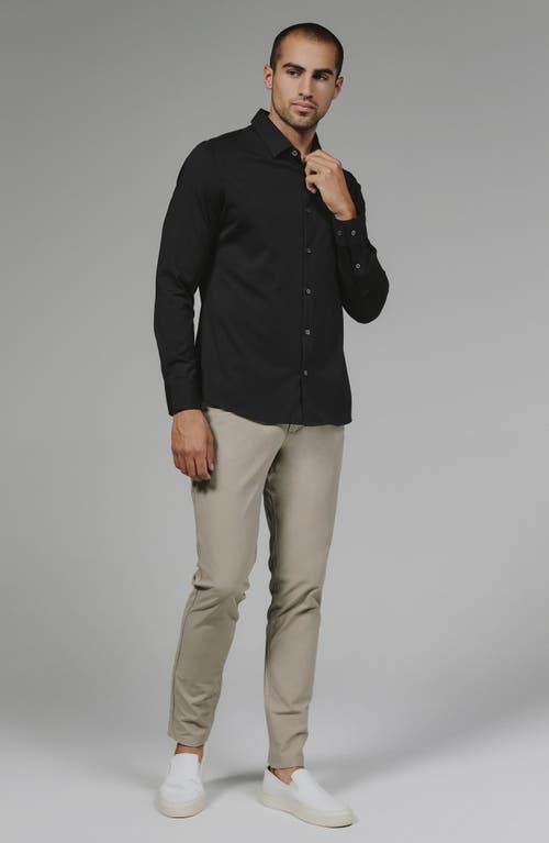 7 Diamonds Girona Solid Performance Button-up Shirt In Black