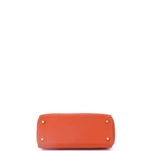 Pre-owned Hermes Hermes Kelly Handbag Orange Swift With Gold Hardware 25 In Brown