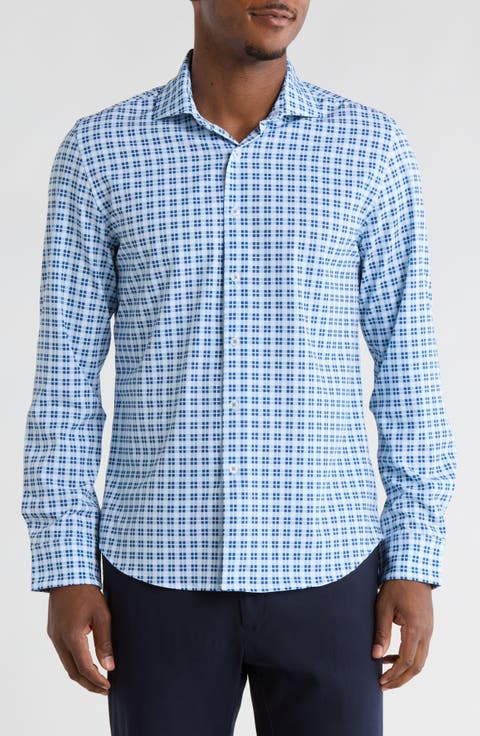 Plaid Stretch Button-Up Shirt