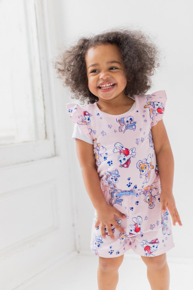 Sleeveless One Piece Romper, Alternate, color, Paw Patrol Pink