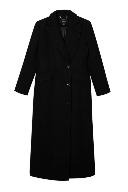 Karen Millen Wool Blend Tailored Fitted Maxi Coat In Black