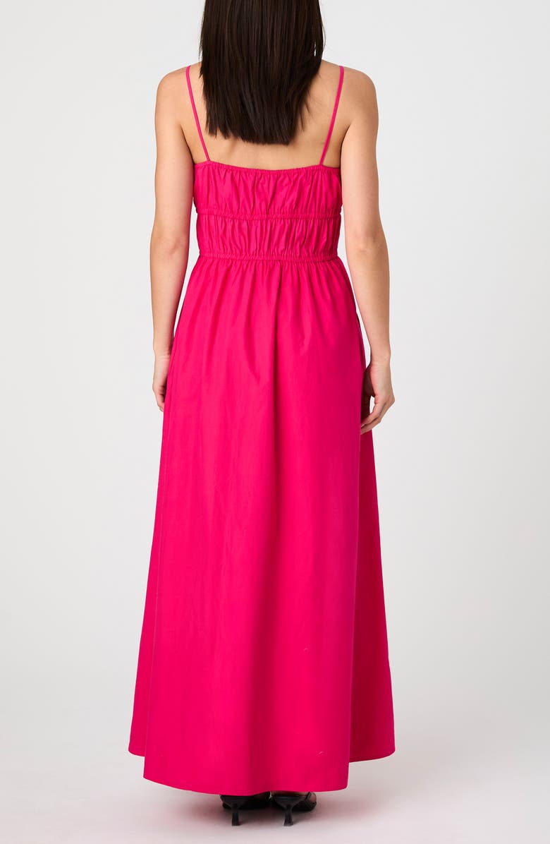 French Connection Ruched Cotton Poplin Maxi Dress, Alternate, color, Cerise Pink