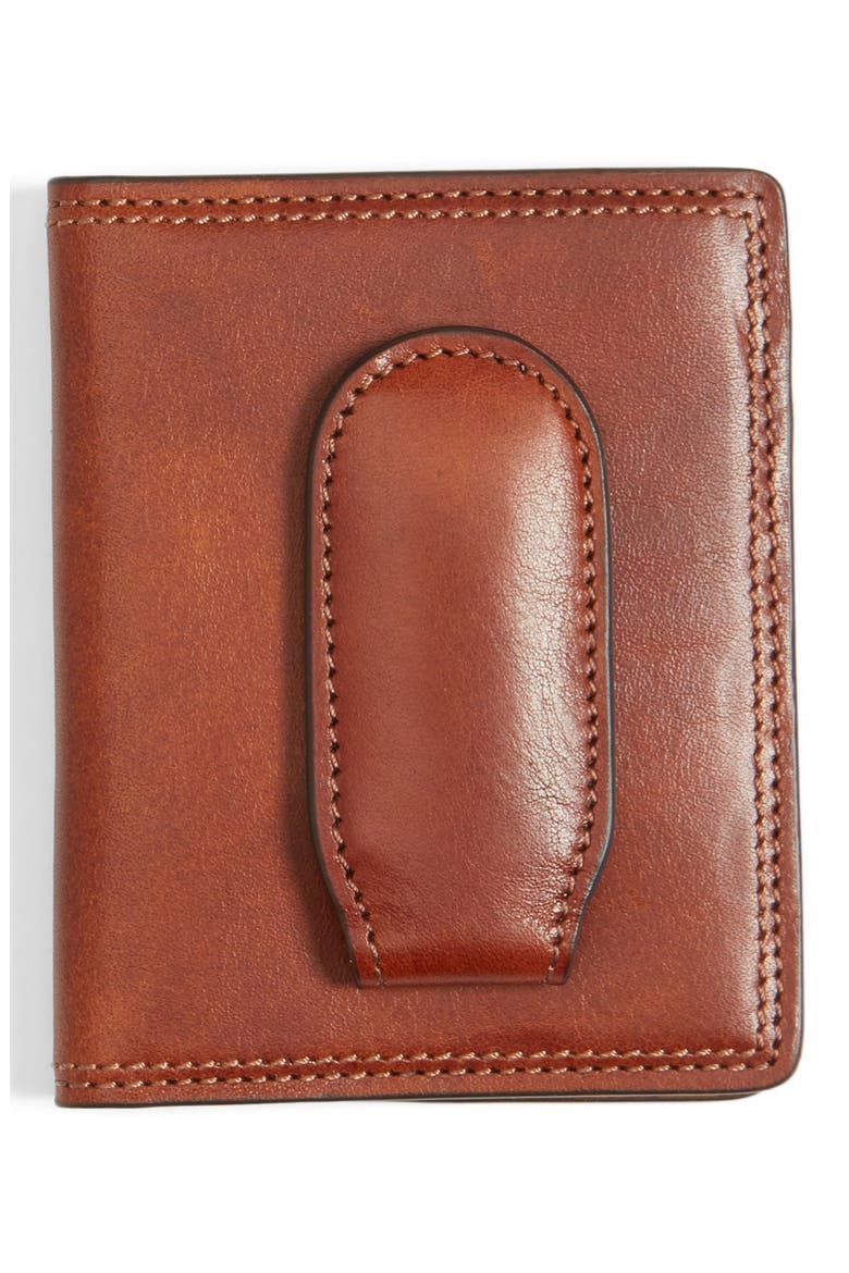 Leather Front Pocket Money Clip Wallet, Main, color, AMBER
