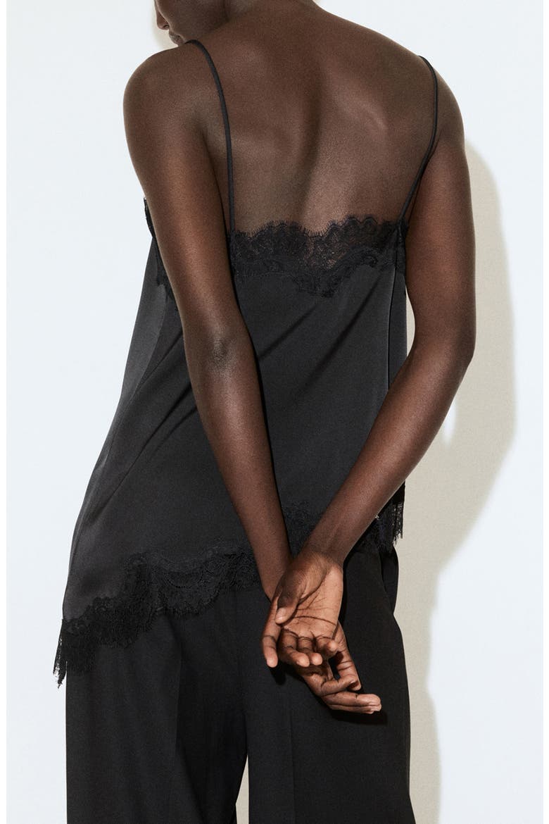 Asymmetrical Lace Lingerie Top, Alternate, color, BLACK