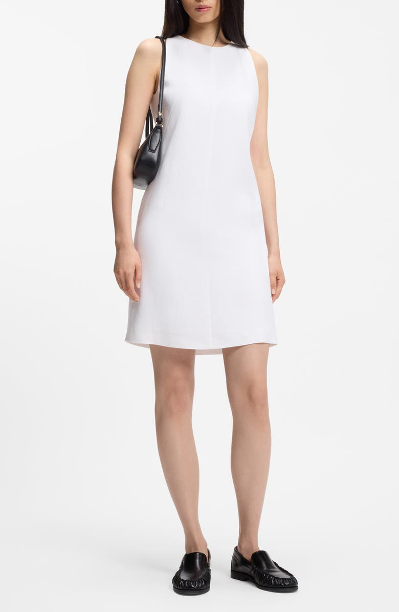 BOSS Dinderal Linen Blend Minidress, Main, color, Bright White