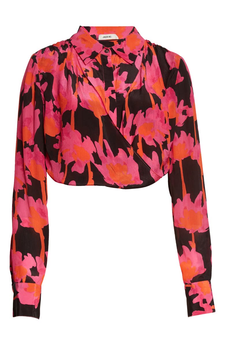 JASON WU Draped Front Crop Blouse, Alternate, color, 