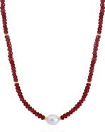 The Lovery Fine Jewelry Garnet Bead Pearl Necklace