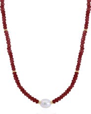 The Lovery Fine Jewelry Garnet Bead Pearl Necklace