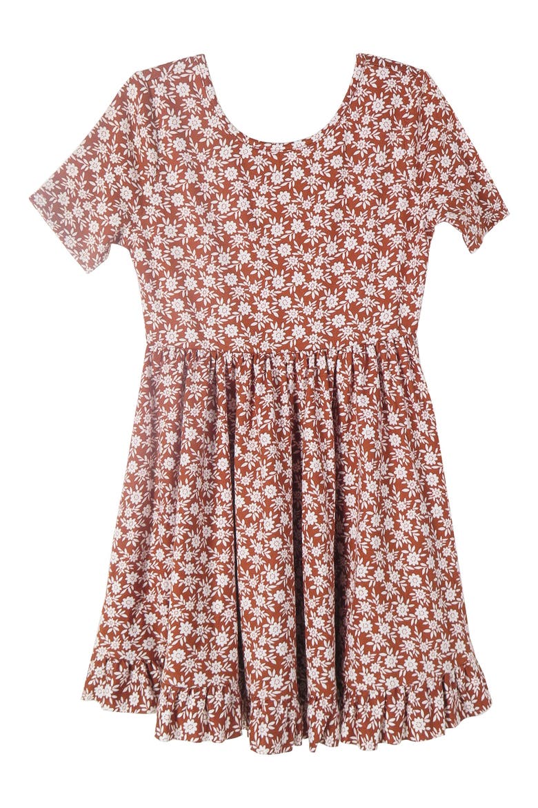 Scoop Neck Strawberry Dress, Main, color, BURGUNDY/ IVORY