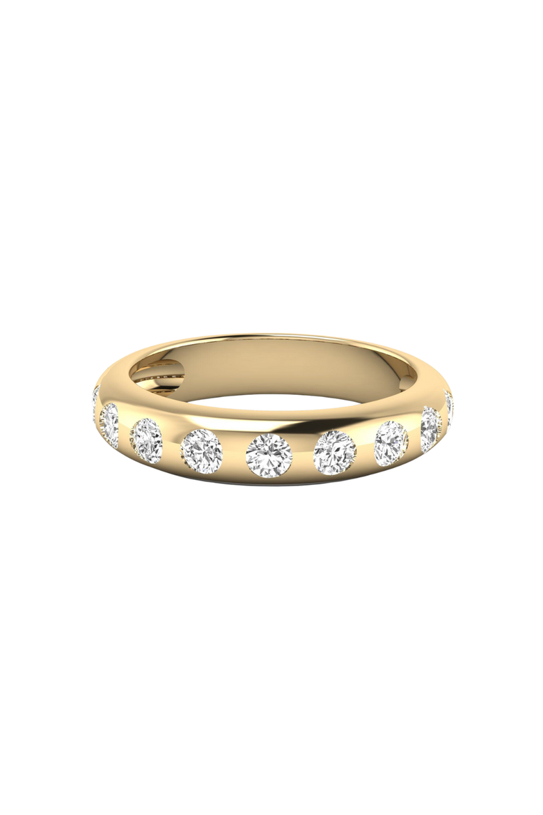 Round Inlay Domed Lab Diamond Band in 14K, Main, color, Yellow Gold