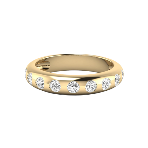 Round Inlay Domed Lab Diamond Band in 14K