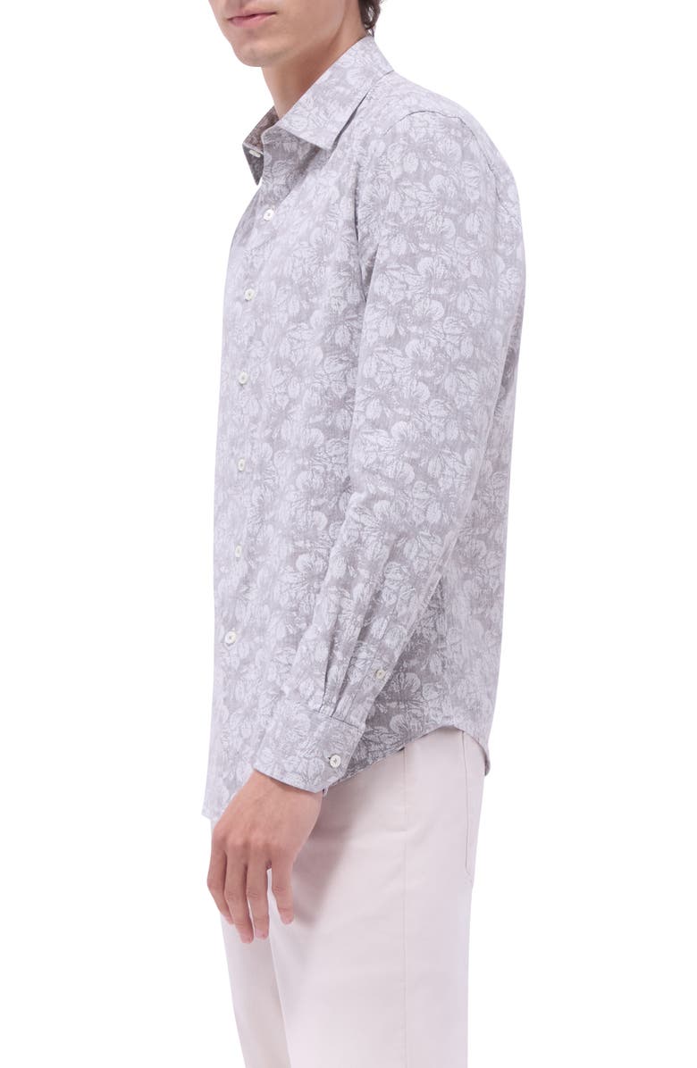 Bugatchi Julian OoohCotton<sup>®</sup> Linen Blend Button-Up Shirt, Alternate, color, Olive