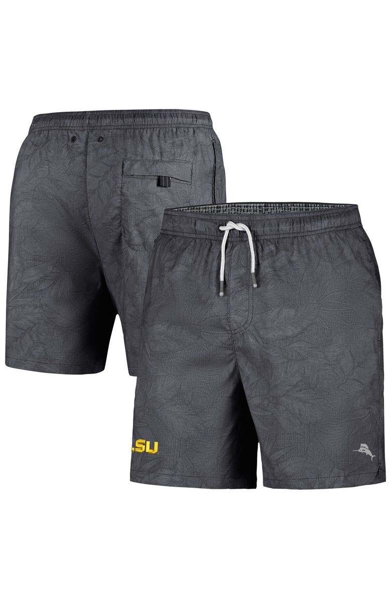 Tommy Bahama Men's Tommy Bahama Black LSU Tigers Naples Layered Leaves Swim Trunks, Main, color, 