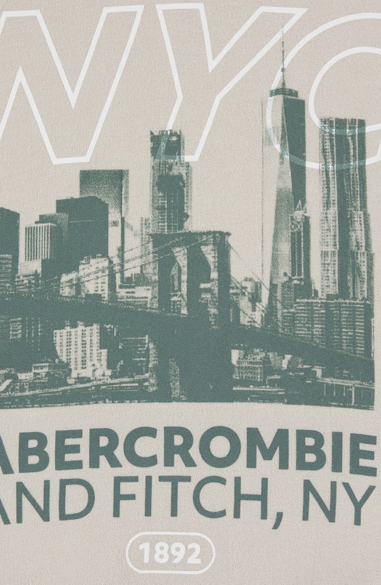 abercrombie kids Kids' NYC Buildings Graphic Hoodie, Alternate, color, Pumice Stone