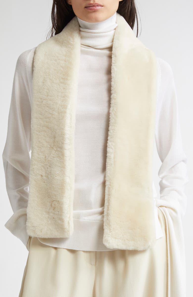 TOTEME Genuine Shearling Tuxedo Scarf, Alternate, color, Ecru