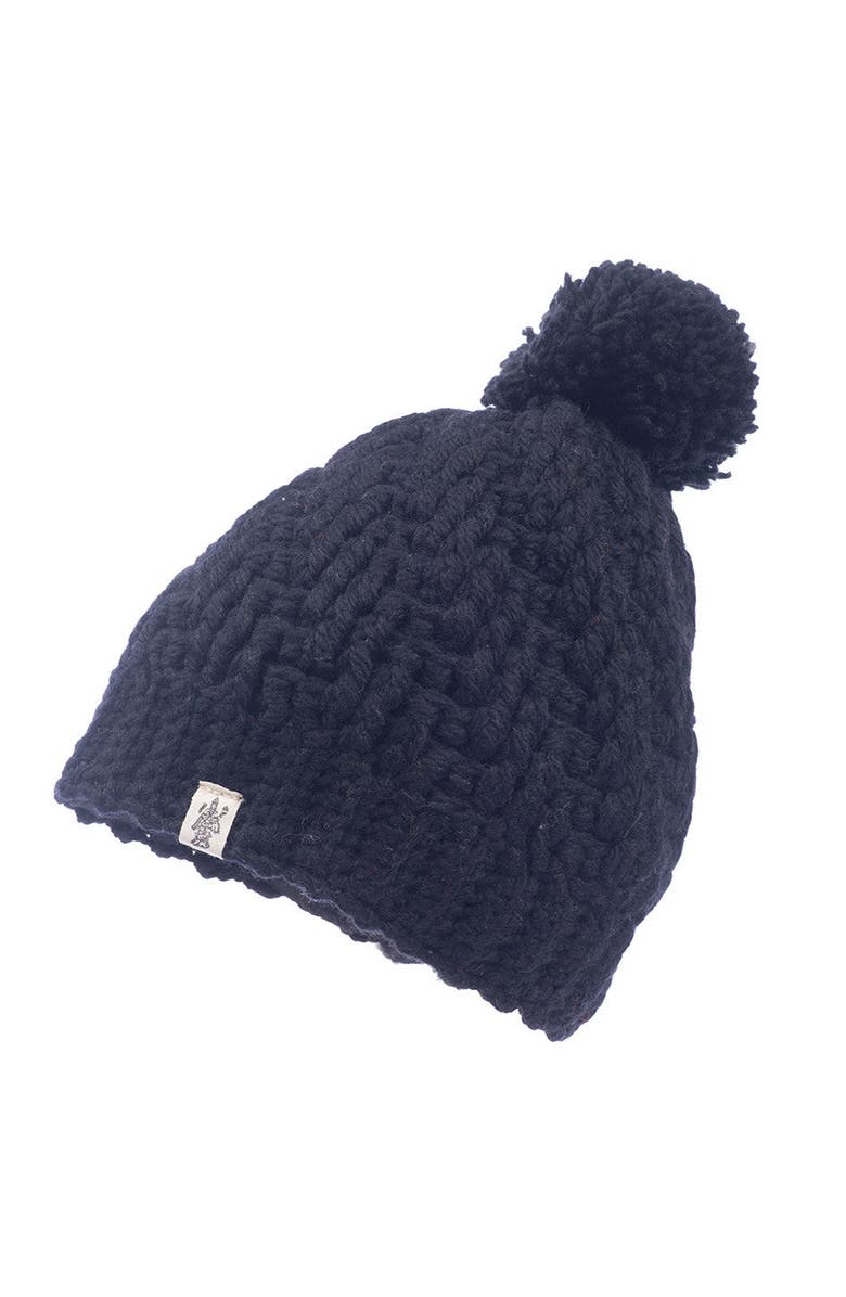 Nirvanna Designs Swirl pom beanie, Main, color, Black