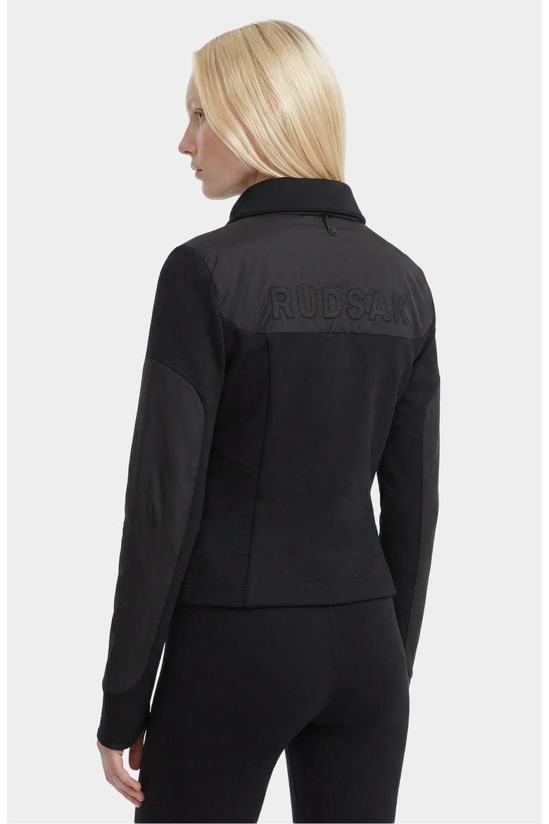 Granada Zip-up Mixed Media Sweater Jacket, Alternate, color, Black