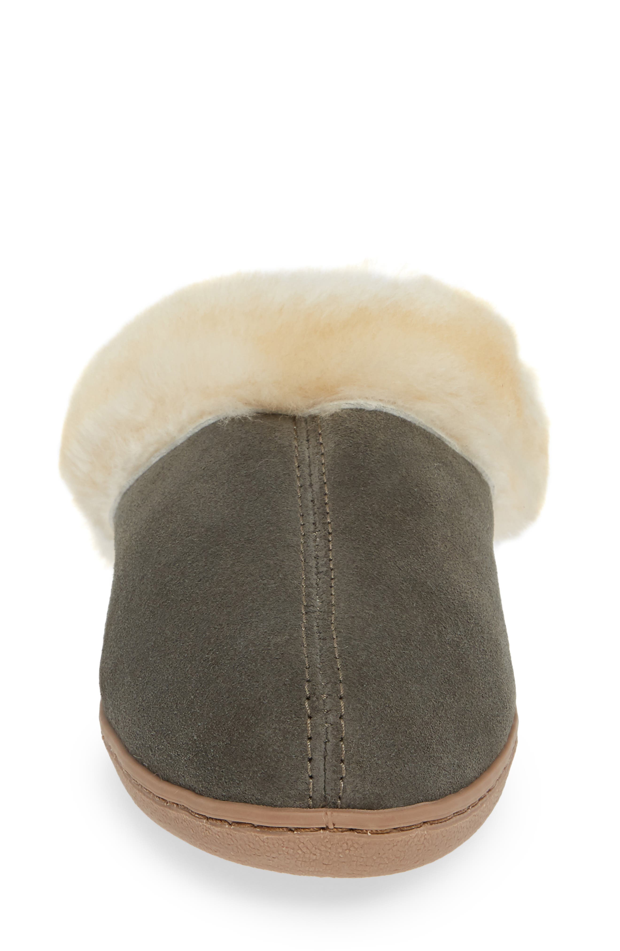 Minnetonka Sheepskin Mule Slipper, Alternate, color, Grey Suede