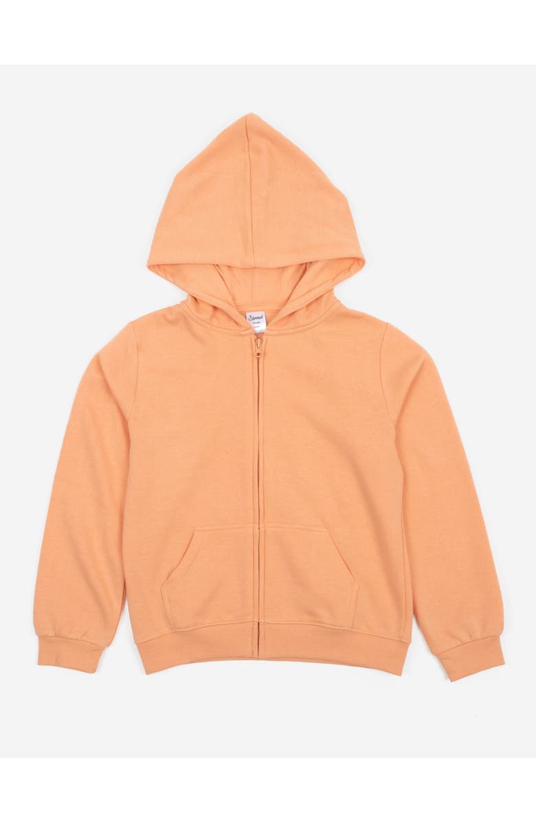 Leveret Kids Zip-Up Sweatshirt Hoodie, Cotton Blend, Solid Colors, Main, color, Peach