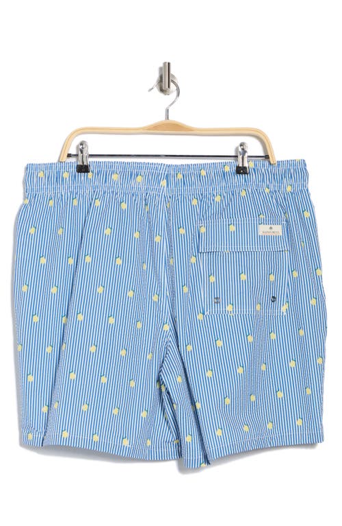 Rainforest Sunny Lemon Stripe Seersucker Swim Trunks