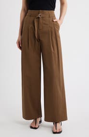 MANGO Cubo Patalon Belted Cotton Blend Pants
