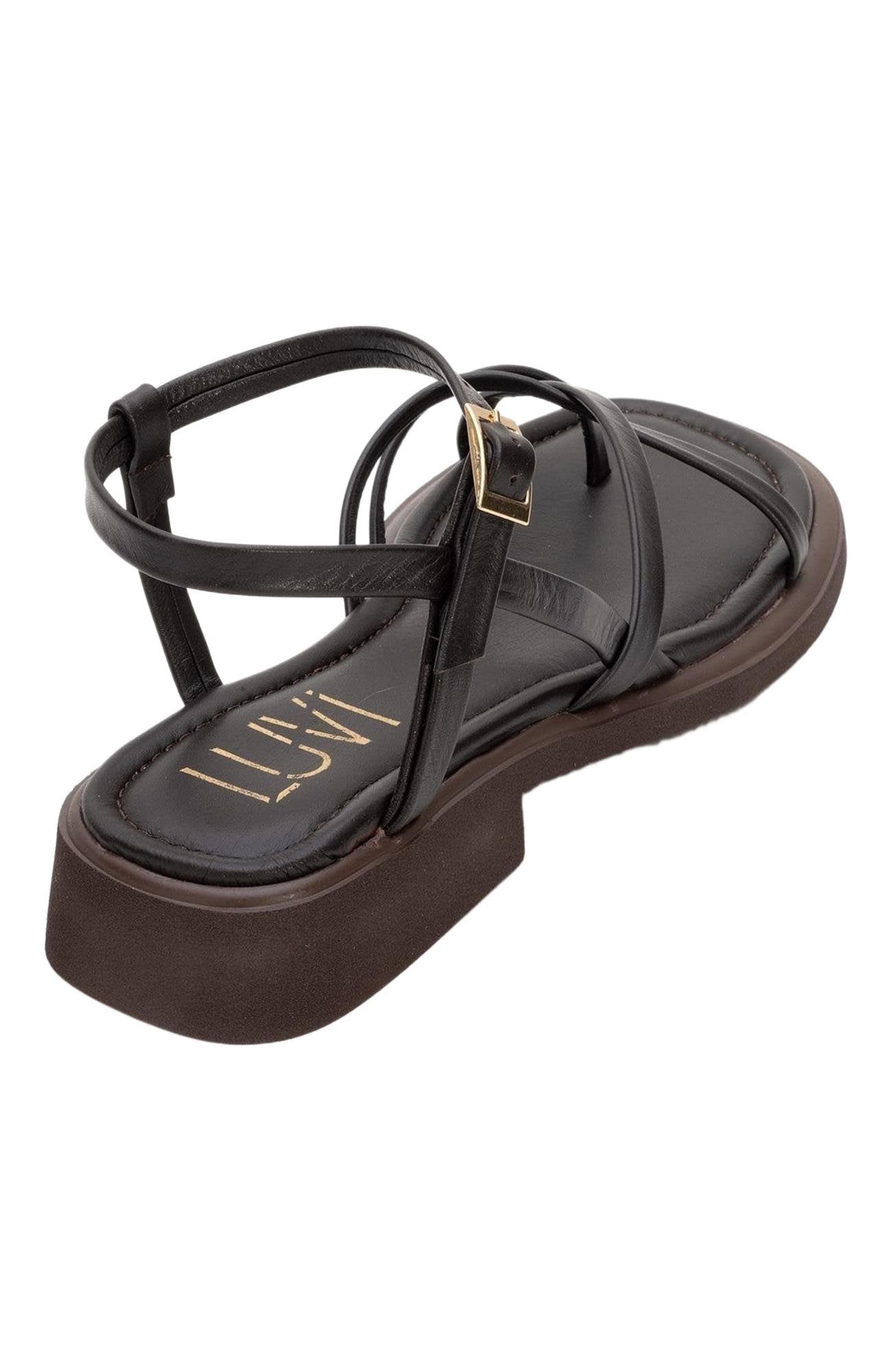 Antas Strappy Leather Flat Sandals, Alternate, color, Brown Leather