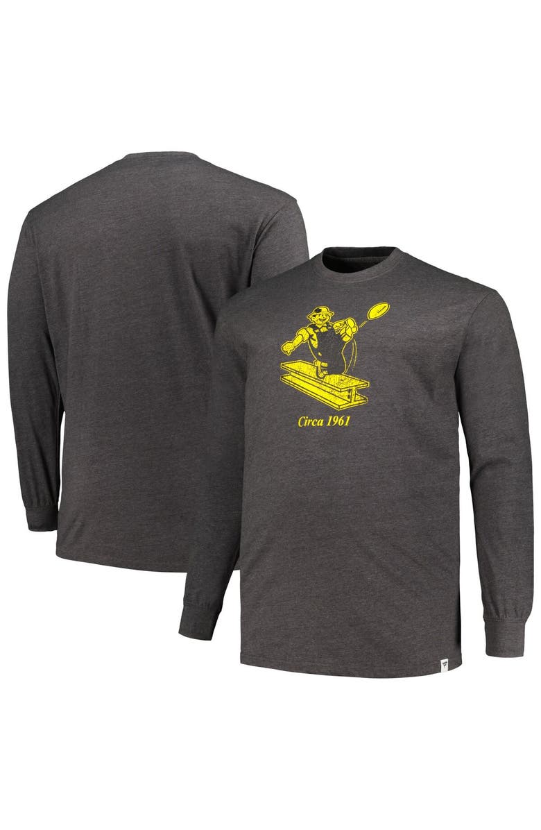 PROFILE Men's Profile  Heather Charcoal Pittsburgh Steelers Big & Tall Throwback Long Sleeve T-Shirt, Main, color, 