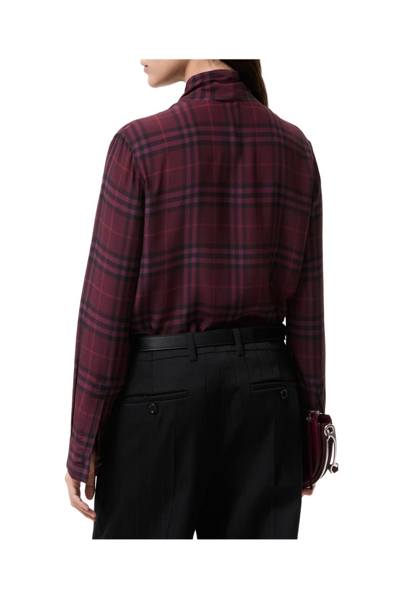 Check Silk Scarf Blouse, Alternate, color, Acer purple