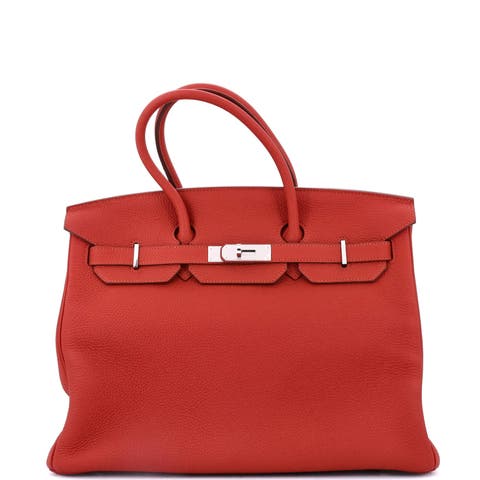 Birkin Handbag Red Togo with Palladium Hardware 35