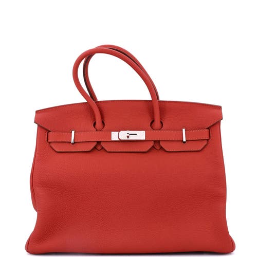 Pre-owned Hermes Hermes Birkin Handbag Red Togo With Palladium Hardware 35 In Red