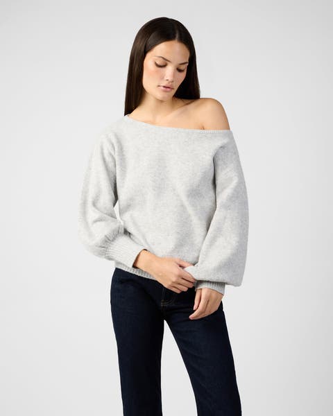 Off The Shoulder Balloon Sleeve Sweater