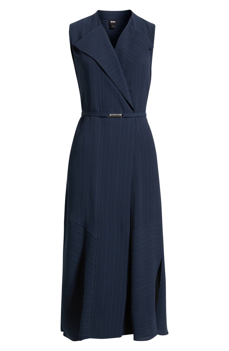 BOSS Dimosa Directional Stripe Sleeveless Midi Dress, Alternate, color, Sky Captain Pinstripe