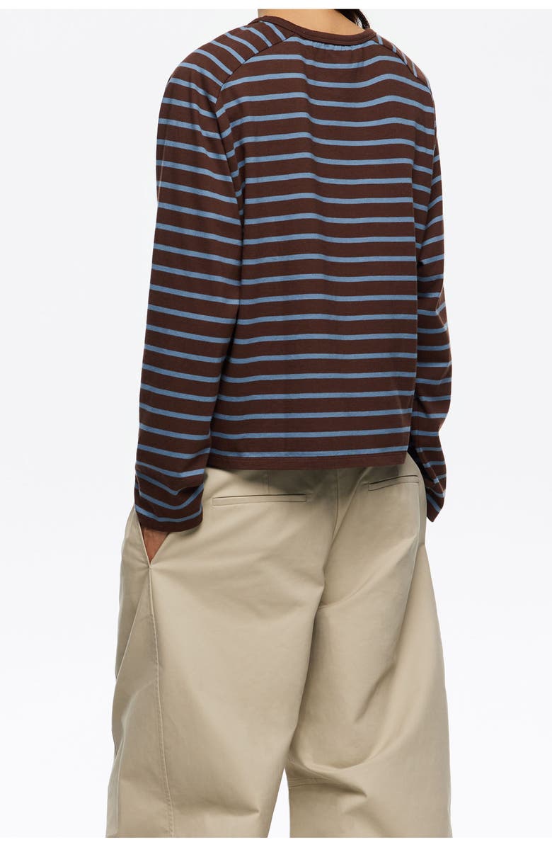 Bimba y Lola Striped Logo Tie T-Shirt, Alternate, color, Dark Brown