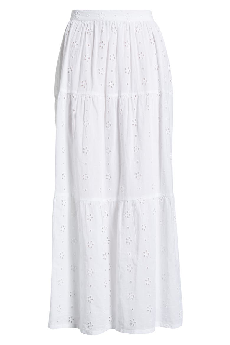 Oasis Broderie Tiered Maxi Skirt, Alternate, color, WHITE