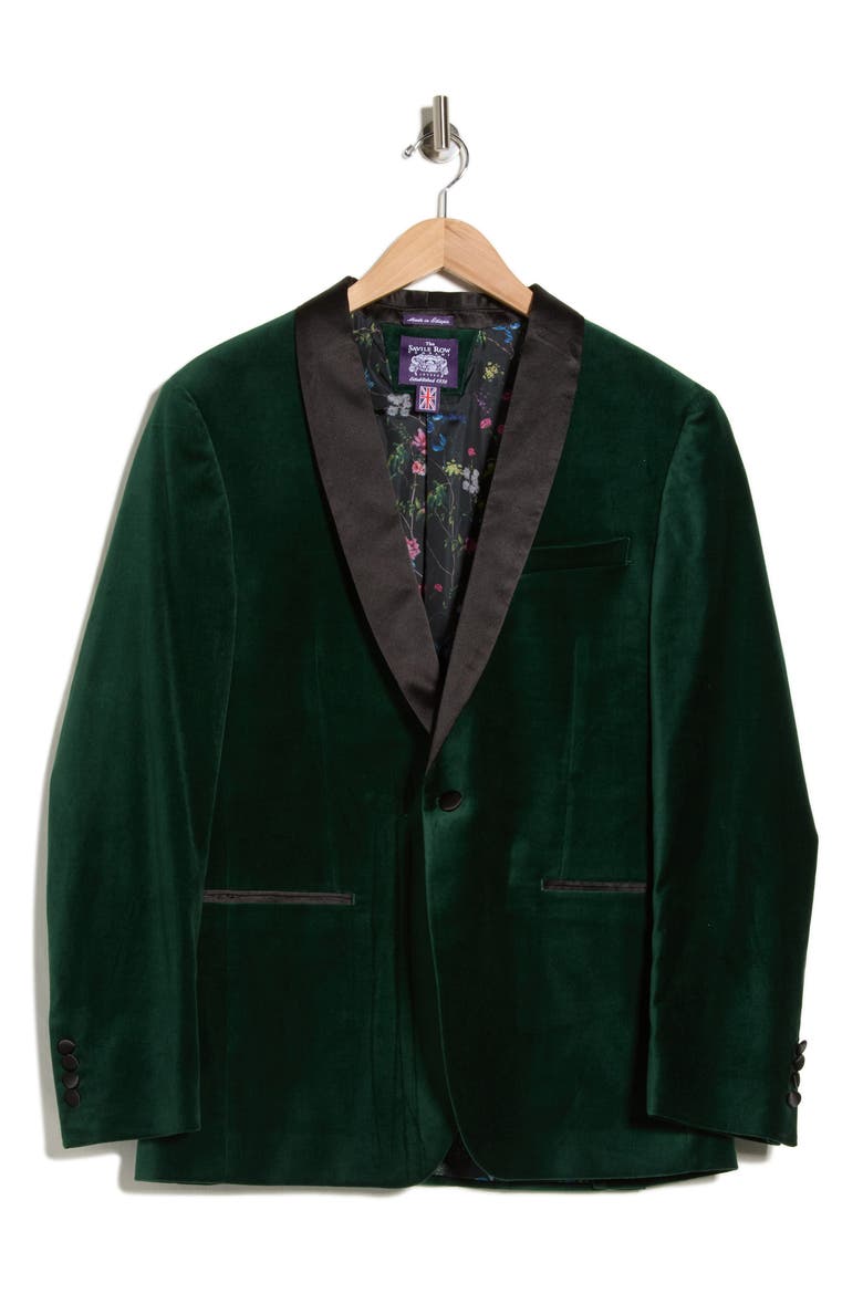 Emerald Shawl Collar One Button Velvet Suit Separate Sport Coat, Alternate, color, EMERALD