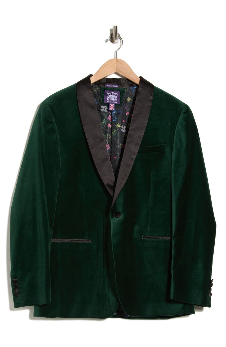 SAVILE ROW CO Emerald Shawl Collar One Button Velvet Suit Separate Sport Coat, Alternate, color, Emerald