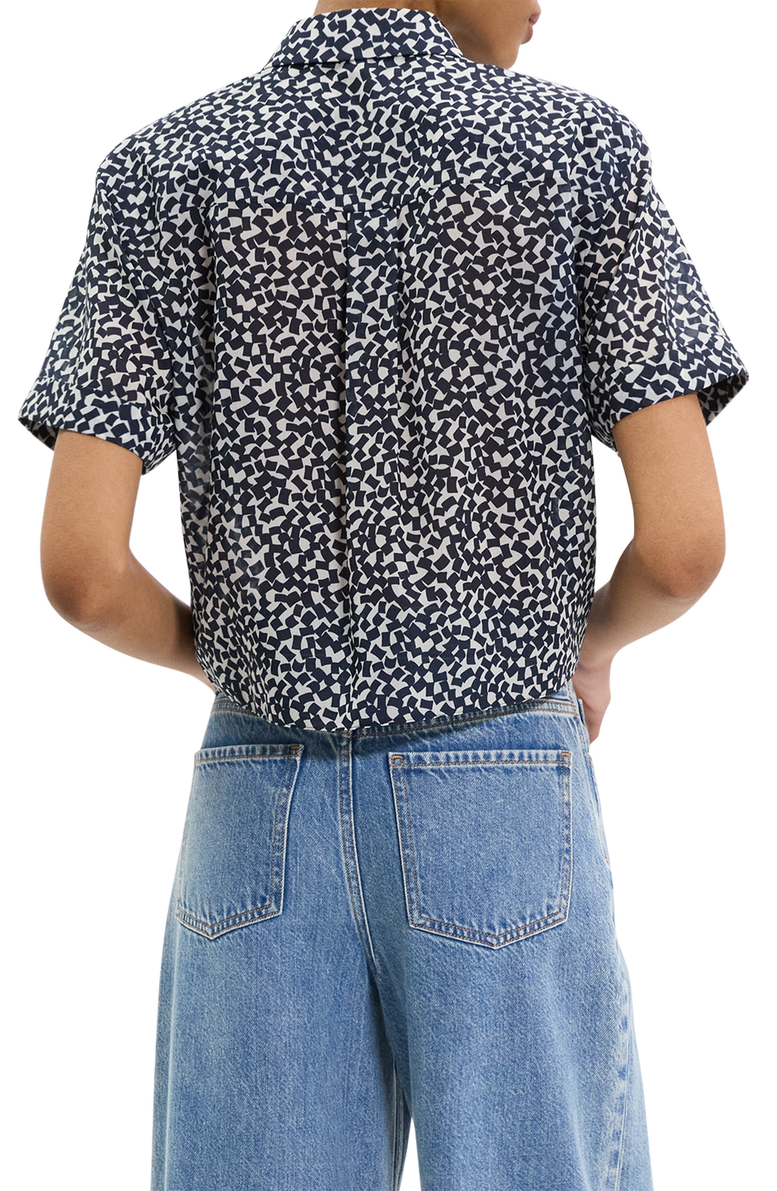 Geometric Tie Front Button-Up Shirt - image 2