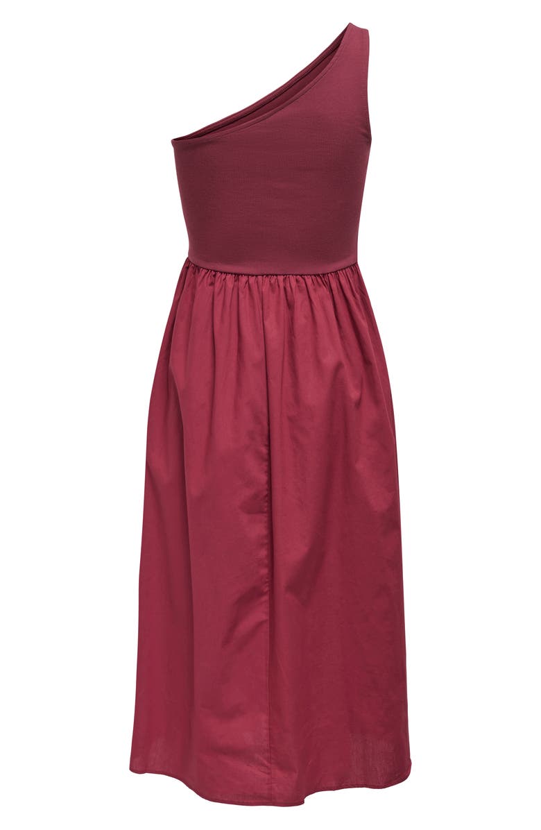 Only Iris life One-Shoulder Midi Dress, Alternate, color, Ruby Wine